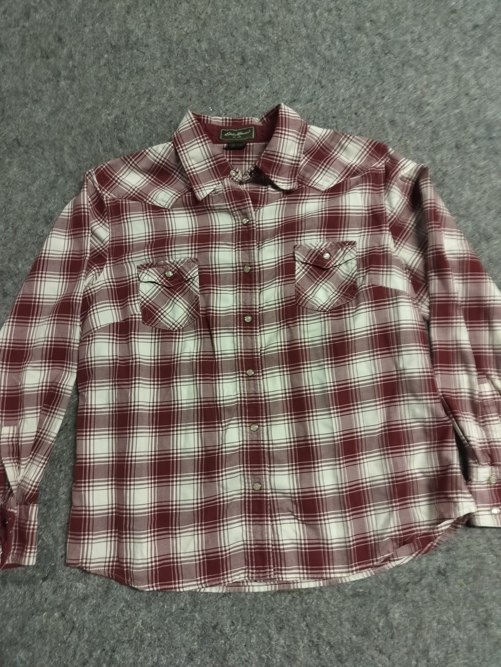Eddie Bauer Men's Red & White Plaid Button-Down Shirt